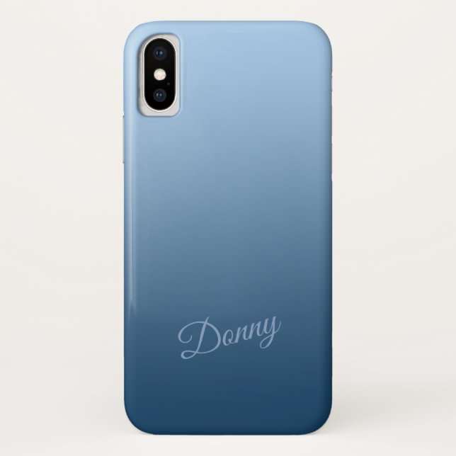 Gradient Blue with Custom Name Case-Mate iPhone Case (Back)