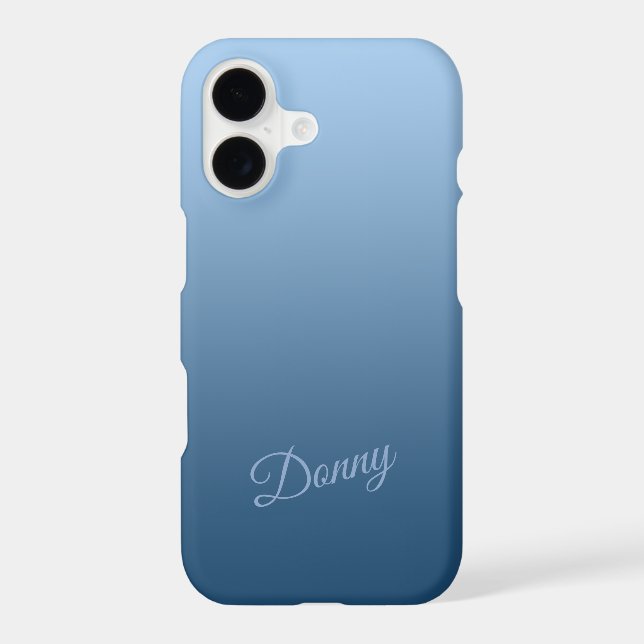 Gradient Blue with Custom Name Iphone Case (Back)