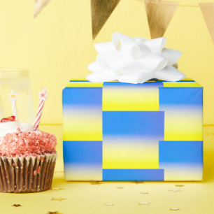 Gradient Blue & Yellow Geometric Ukraine Inspired Wrapping Paper
