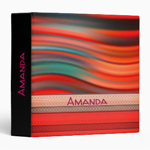 Gradient bright colors blue purple red wave elegan 3 ring binder