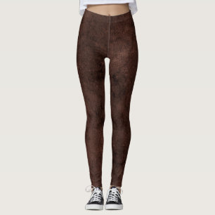 Gradient brown colors stone marble print chocolate leggings