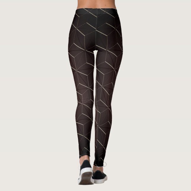 Gradient Brown Style Geometric Seamless Pattern Leggings (Back)