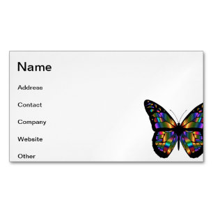 Gradient butterfly cartoon business card magnet