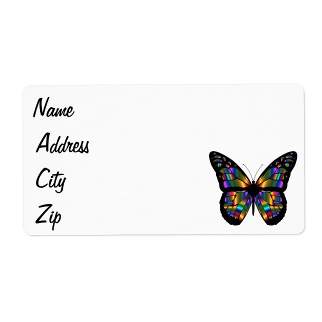 Gradient butterfly cartoon label (Front)