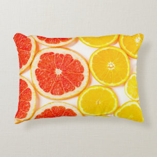 Gradient color citrus slices on white backgroundab accent pillow