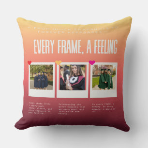 Gradient Color Graduation Memories Collage Throw Pillow