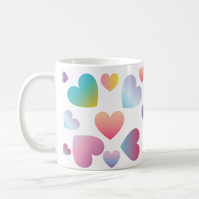 gradient color hearts coffee mug (Left)
