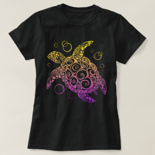 Gradient Color Sea Turtle Drawing, Sea Turtle T-Shirt
