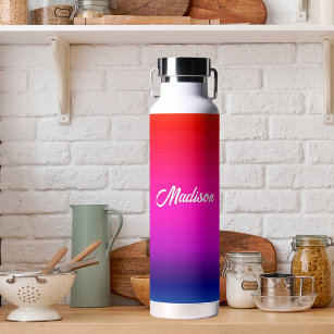 Gradient Color Sunset Blend Your Name Water Bottle