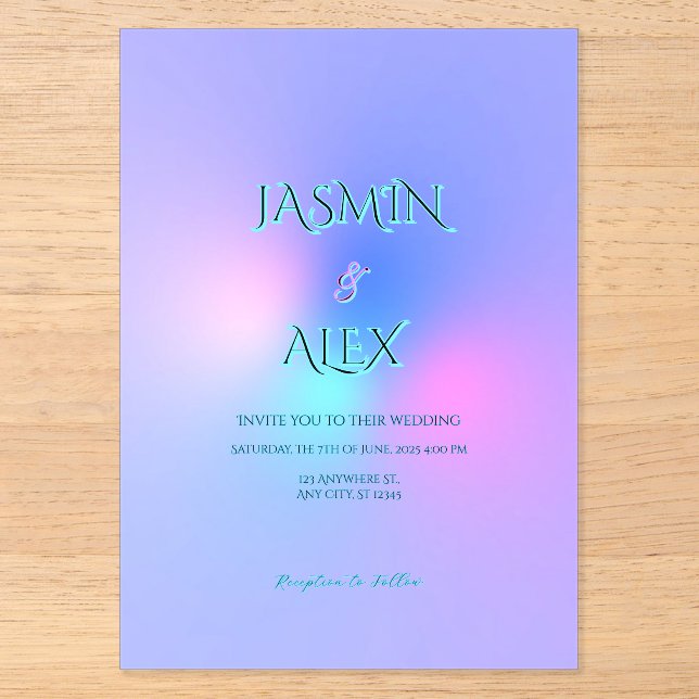 Gradient Color Transparent Wedding Invitation (Front)