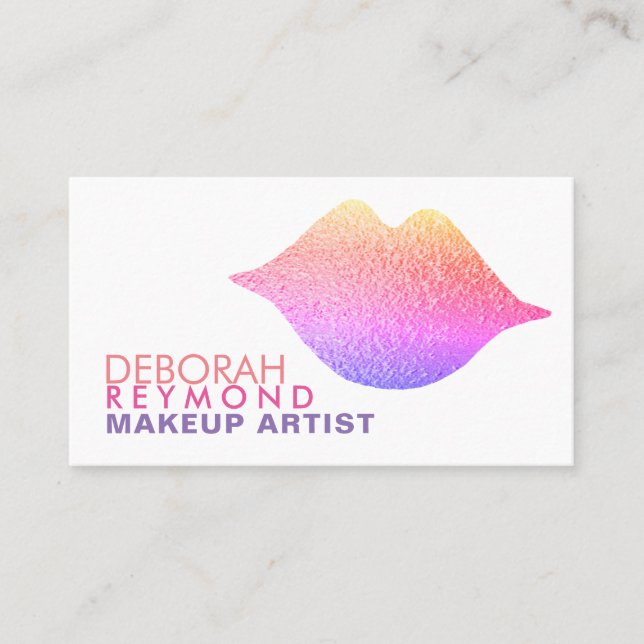 gradient colors lips beauty makeup white business card (Front)