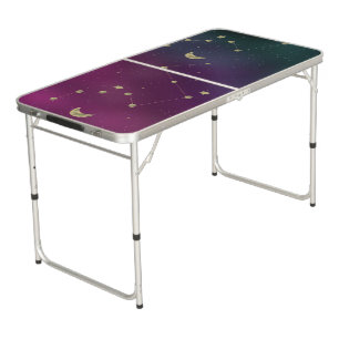Gradient Constellation Moon Stars Purple Beer Pong Table