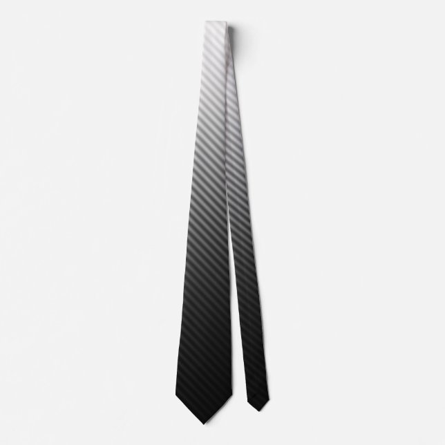 Gradient Cool Stylish Trendy Black & White Stripes Neck Tie (Front)
