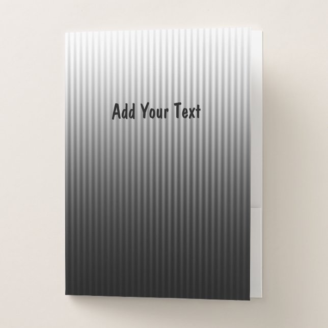 Gradient Cool Stylish Trendy Black & White Stripes Pocket Folder (Front)