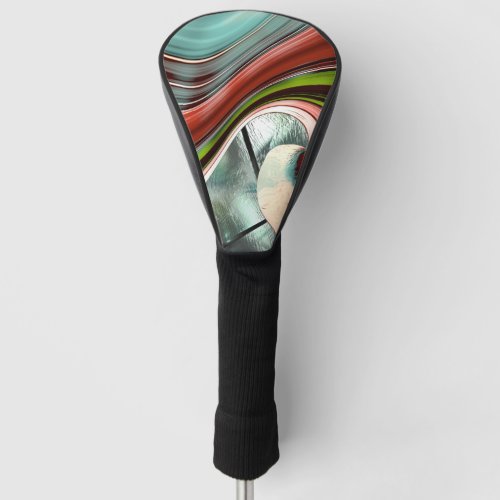 Gradient curved stripes in aged colored overâ  golf head cover