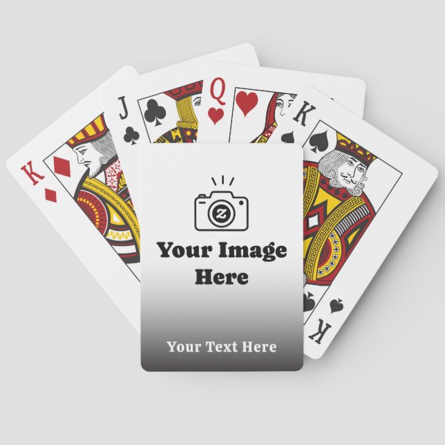 Gradient Custom Text and Image  Poker Cards (Back)