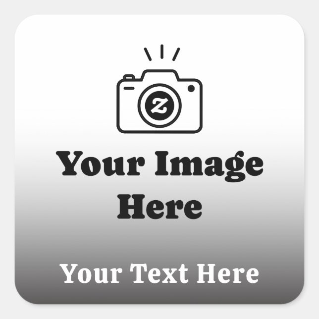 Gradient Custom Text and Image  Square Sticker (Front)