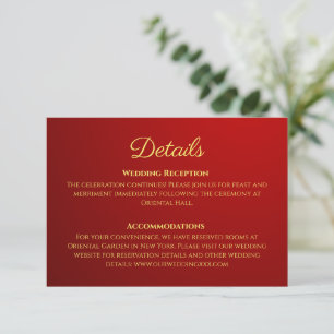 Gradient dark red Chinese wedding details Enclosure Card