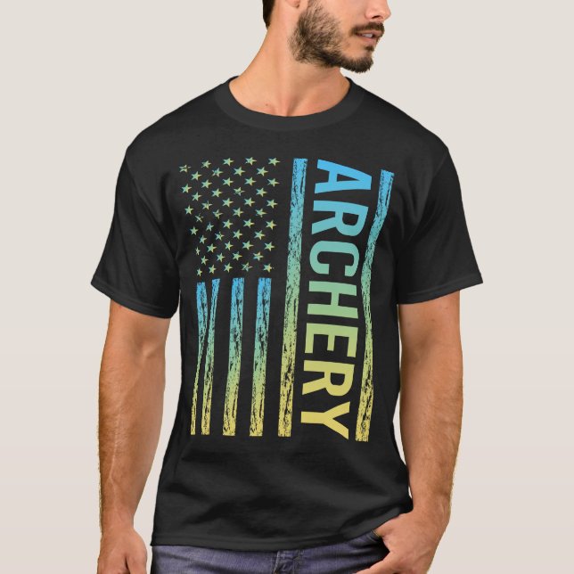 Gradient Flag Archery Archer Arrow Arrows Bow T-Shirt (Front)