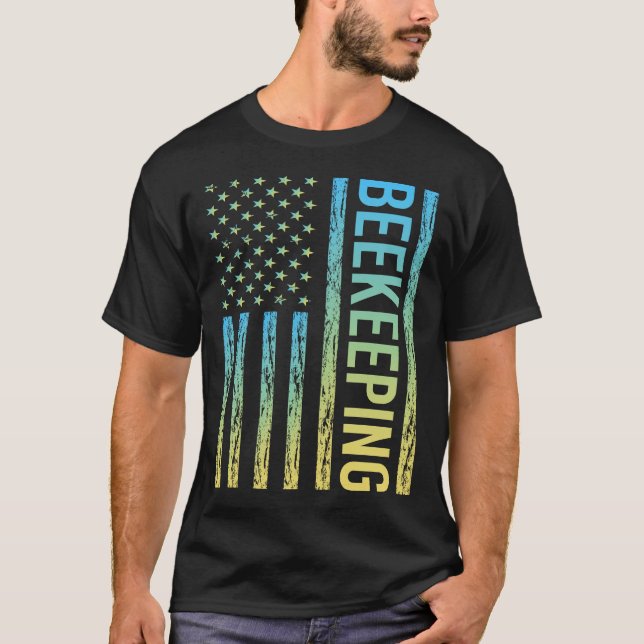Gradient Flag Beekeeping Beekeeper Apiculture T-Shirt (Front)