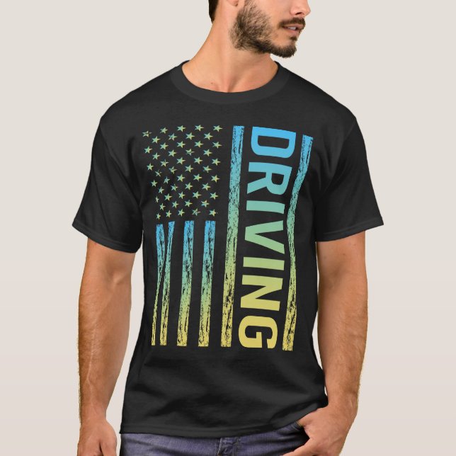 Gradient Flag Driving Driver T-Shirt (Front)