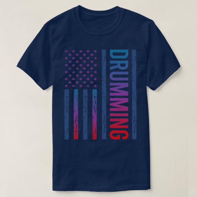 Gradient Flag Drumming Drummer Drum Drums T-Shirt (Design Front)