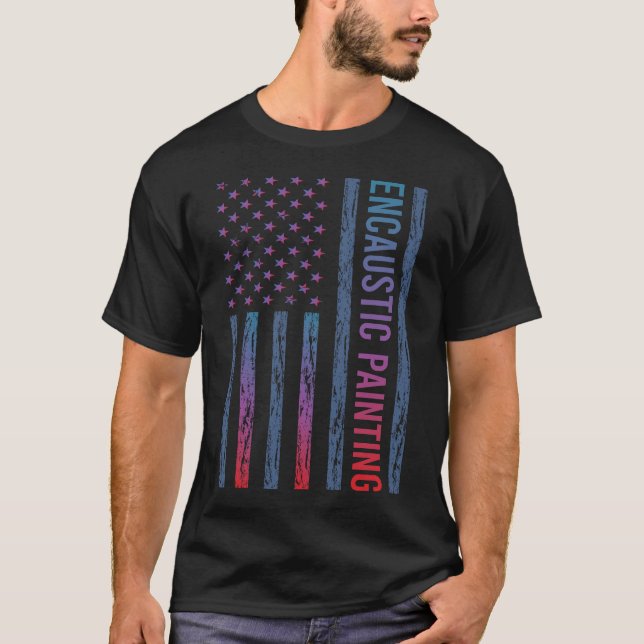 Gradient Flag Encaustic Eainting T-Shirt (Front)