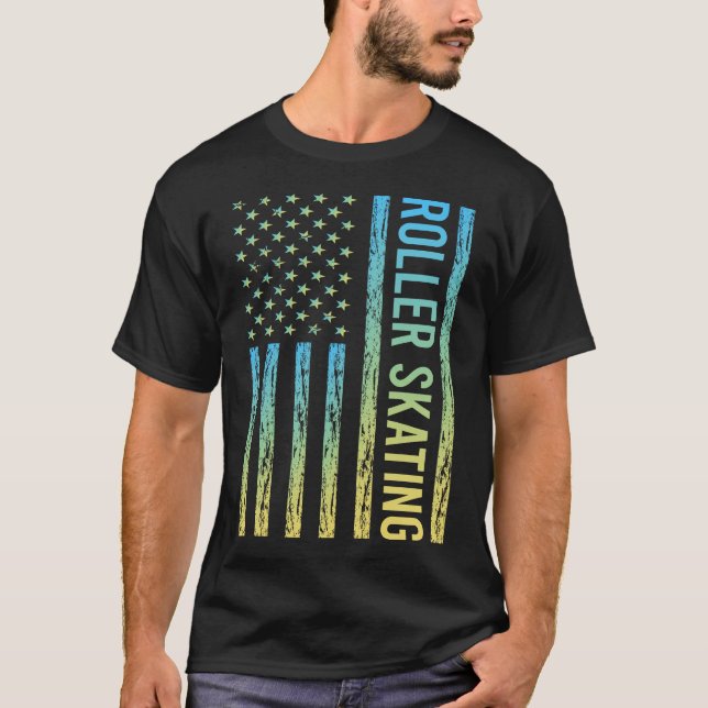 Gradient Flag Roller Skating Skate Skater T-Shirt (Front)