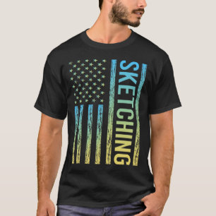 Gradient Flag Sketching T-Shirt