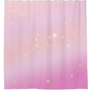 Gradient Girly Glam Celestial Glitter Pastel Pink  Shower Curtain