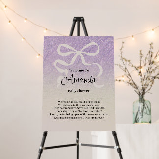 Gradient glitter coquet bow Welcome Baby Shower Foam Board