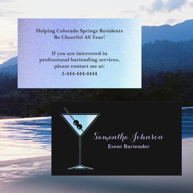 Gradient Glitter Event Bartender Business Card (Creator Uploaded)