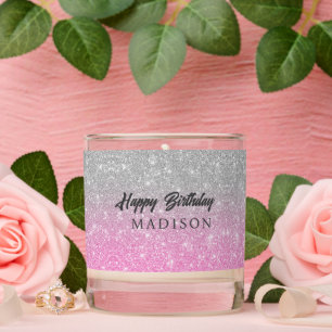 Gradient Glitter in Gray and Pink Scented Candle