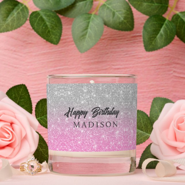 Gradient Glitter in Gray and Pink Scented Candle (Wedding)