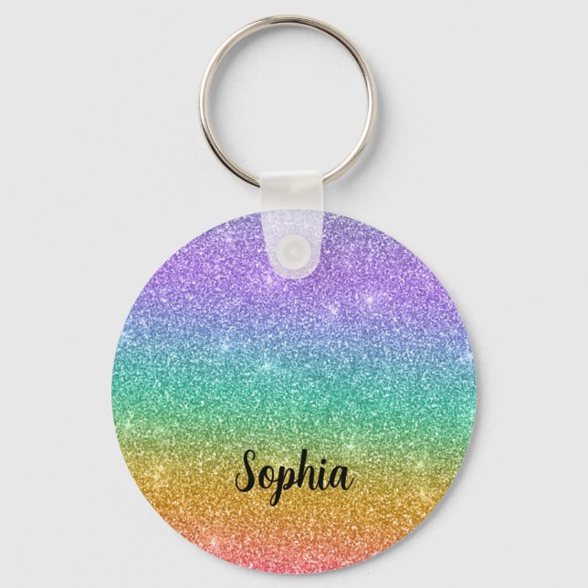 Gradient Glitter Personalized Keychain (Front)