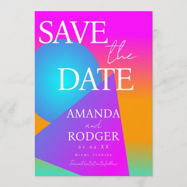 Gradient Glow Geometric Save the Date  Invitation (Front)