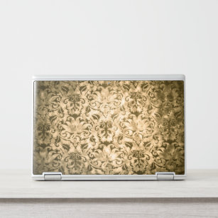 Gradient Gold Beige Damask HP Laptop Skin