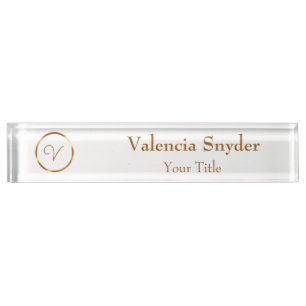 Gradient gold circle custom business logo desk name plate