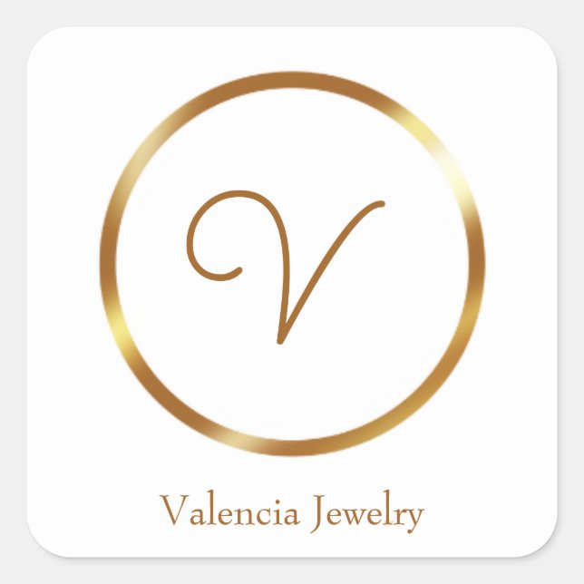 Gradient gold circle custom business logo square sticker (Front)