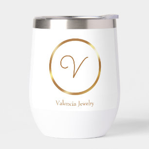 Gradient gold circle custom business logo thermal wine tumbler