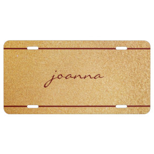 Gradient Gold Glitter License Plate