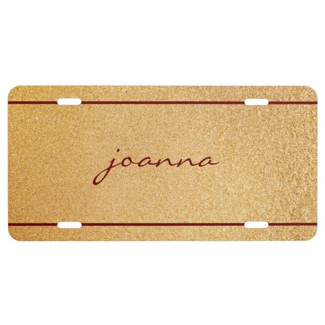 Gradient Gold Glitter License Plate (Front)