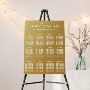 Gradient Gold Wedding 12 Table Seating Chart Foam Board