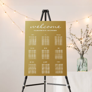Gradient Gold Wedding 9 Table Seating Chart Foam Board