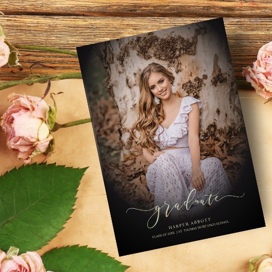 Gradient Graduate Photo Elegant Calligraphy Script