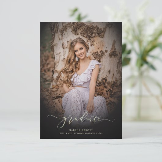 Gradient Graduate Photo Elegant Calligraphy Script (Standing Front)