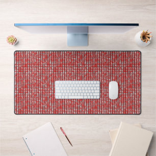 Gradient gray and red blocks pattern desk mat