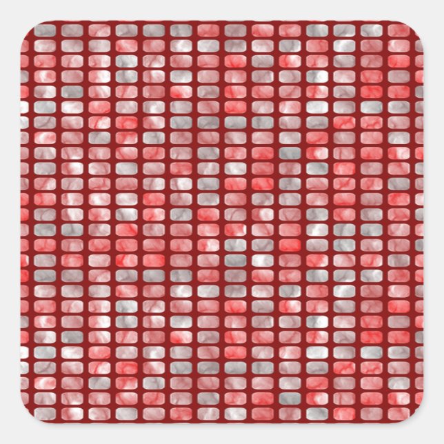 Gradient gray and red blocks pattern square sticker (Front)