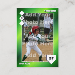 Gradient Green Baseball Trading Card Custom Stats