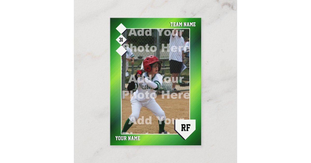 Gradient Green Baseball Trading Card Custom Stats | Zazzle
